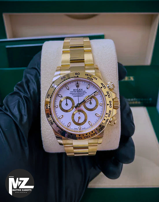 Daytona 40mm Oro giallo Quad Bianco