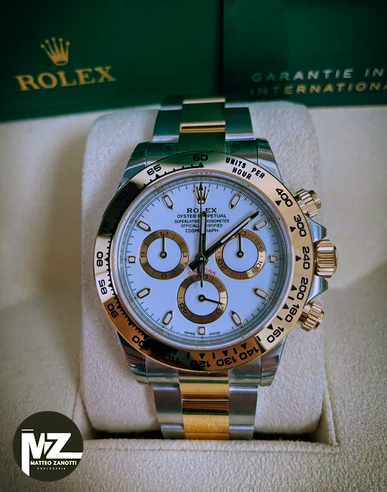 Daytona 40mm Acciaio/oro Quad Bianco