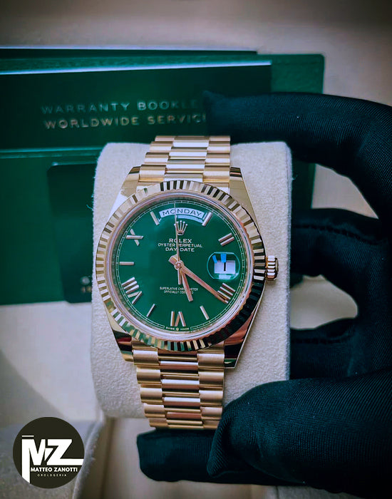 Daydate 40 mm Oro Giallo Quad. Verde